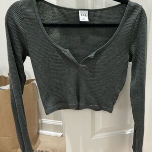 Aritzia TNA Waffle Longsleeve Crop Top